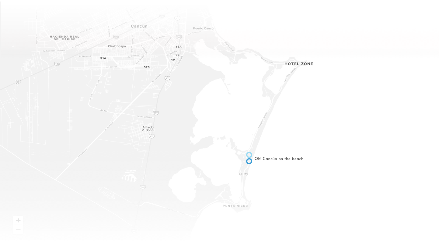 Location Map of the Oh! Cancun The Beach Oasis Hotel Location Map of the Oh! Cancun The Beach Oasis Hotel